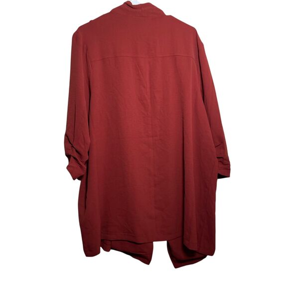 Soho Sweater Women's 2X Red Open Cardigan Solid Career Ruffle 3/4 Sleeve NWT - Picture 7 of 10
